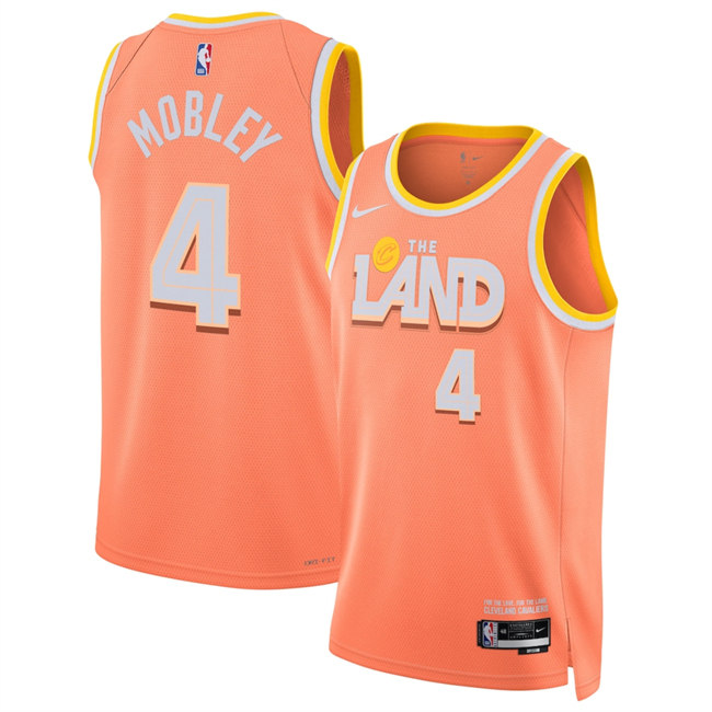 Men's Cleveland Cavaliers #4 Evan Mobley Orange 2025/26 City Edition Stitched Jersey